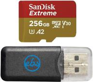 📷 sandisk extreme 256gb micro sd карта памяти для gopro hero 9 black uhs-1 u3 / v30 a2 4k class 10 (sdsqxa1-256g-gn6mn) – комплект с 1 считывателем карт памяти microsd от everything but stromboli логотип