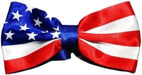 img 2 attached to 🐶 American Flag Design Bow Tie for Medium and Large Pets Dogs - Perfect for 4th of July National Holiday Celebration, 100% Handmade Including Collar