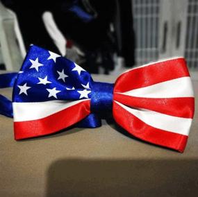 img 1 attached to 🐶 American Flag Design Bow Tie for Medium and Large Pets Dogs - Perfect for 4th of July National Holiday Celebration, 100% Handmade Including Collar