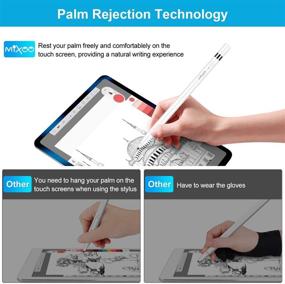 img 1 attached to 🖊️ Mixoo Fine Tip Stylus Pen with Palm Rejection - White, Compatible with iPad 2019(7th Gen), iPad 2018(6th Gen), iPad Air 3, iPad Mini 5, iPad Pro 11/12.9 Inch