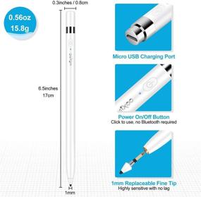 img 3 attached to 🖊️ Mixoo Fine Tip Stylus Pen with Palm Rejection - White, Compatible with iPad 2019(7th Gen), iPad 2018(6th Gen), iPad Air 3, iPad Mini 5, iPad Pro 11/12.9 Inch