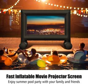 img 1 attached to 🎬 Tangkula 14FT Inflatable Movie Projector Screen - Indoor/Outdoor Blow-Up Mega Screen with Built-in Blower, Tie-Downs & Storage Bag for Front/Rear Projection - Home Theater Cinema Experience