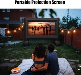 img 3 attached to 🎬 Tangkula 14FT Inflatable Movie Projector Screen - Indoor/Outdoor Blow-Up Mega Screen with Built-in Blower, Tie-Downs & Storage Bag for Front/Rear Projection - Home Theater Cinema Experience