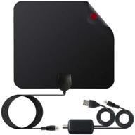 📺 enhanced tv reception: indoor digital 4k 1080p tv antenna with signal booster - 50-80 mile range (black) logo