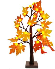 img 3 attached to 🍁 Artificial Fall Maple Tree with Pumpkin Shape Lights - Glory Island 24 LED Thanksgiving Tabletop Decoration with Timer for Indoor Home Wedding Autumn Harvest Decor