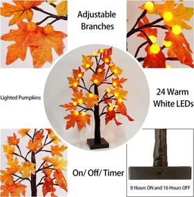 img 1 attached to 🍁 Artificial Fall Maple Tree with Pumpkin Shape Lights - Glory Island 24 LED Thanksgiving Tabletop Decoration with Timer for Indoor Home Wedding Autumn Harvest Decor