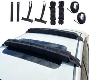 img 4 attached to 🏔️ Alfa Gear Universal Extra Long Lightweight Anti-Vibration Roof Rack Pad for SUP/Snowboard/Ski Board with Hood Loop and Truck Straps - Size 37.8" X 4.5" X 3.1" (2 pcs/Set) - Black
