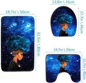 img 1 attached to 🎨 Creative Colorful Print Toilet Pad Cover Bath Mat Shower Curtain Set for Bathroom Decor (4 Pcs Set) - African Woman Blue Hair Galaxy Design