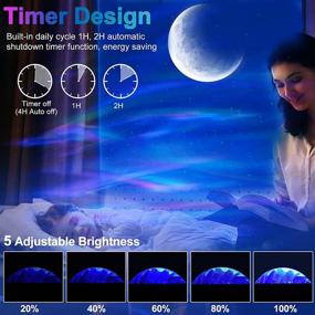 img 2 attached to 🌌 Cadrim Star Light Projector Aurora with Moon - LED Laser Starry Projection, Bluetooth Speaker and Remote Control - Multi-Color Night Lamp for Bedroom, Home Theater, Game Room, and Mood Ambience