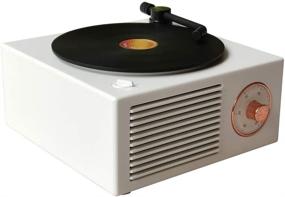 img 1 attached to 🎵 Wetocke Vinyl Record Player Style Bluetooth Speaker: Chic White Classic Design with Powerful Bass, Perfect Gift for Girls