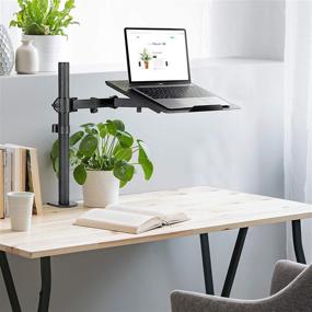 img 3 attached to 🖥️ Mount-It! Articulating Laptop Desk Stand Mount with Vented Tray – Fully Adjustable Laptop Arm Mount – Single Laptop Desk Extension with C-Clamp – Heavy-Duty Laptop Stand (MI-4352LT)