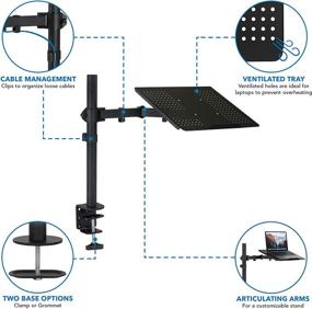 img 1 attached to 🖥️ Mount-It! Articulating Laptop Desk Stand Mount with Vented Tray – Fully Adjustable Laptop Arm Mount – Single Laptop Desk Extension with C-Clamp – Heavy-Duty Laptop Stand (MI-4352LT)