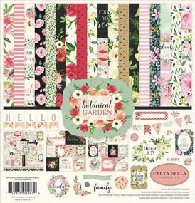 img 1 attached to Carta Bella Paper Company Botanical Garden Collection Kit: Vibrant Paper in Pink, Green, Black, Red & Cream