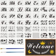 🎨 versatile and reusable 8.25x6" letter stencils for wood painting, scrapbook supplies, and more - 45pcs uppercase and lowercase letters, symbols, numbers, and patterns logo