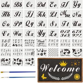img 4 attached to 🎨 Versatile and Reusable 8.25X6" Letter Stencils for Wood Painting, Scrapbook Supplies, and More - 45PCS Uppercase and Lowercase Letters, Symbols, Numbers, and Patterns