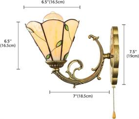 img 1 attached to LITFAD Настенный светильник в стиле Тиффани в виде листа, настенный светильник из янтарного стекла, настенный светильник с одним светильником, прикроватная лампа с цепочкой для спальни, лестницы, отеля