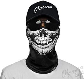 img 3 attached to Olarveo Breathable Seamless Tube Skull Face Mask Half Dust-Proof Windproof Motorcycle Bicycle Bike Face Mask For Hiking Camping Climbing Fishing Hunting Motorcycling Headband Scarf (2 Black Adult)