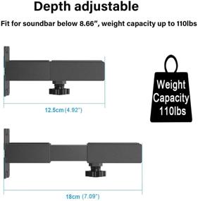 img 2 attached to 🔊 Регулируемая глубина универсальной полки для крепления звуковой панели на стену - идеальный комплект крепежных кронштейнов для большинства звуковых панелей, металлический кронштейн для крепления звуковой панели на стену