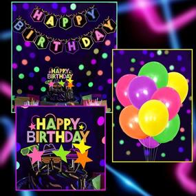 img 3 attached to All-in-One Glow Birthday Party Decoration Set: Happy Birthday Banner, Neon Cake & Cupcake Topper, Night Balloons, Favors & Supplies – Perfect for Teenager B-Day Party!