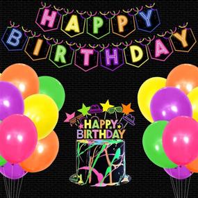 img 4 attached to All-in-One Glow Birthday Party Decoration Set: Happy Birthday Banner, Neon Cake & Cupcake Topper, Night Balloons, Favors & Supplies – Perfect for Teenager B-Day Party!