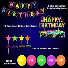 img 2 attached to All-in-One Glow Birthday Party Decoration Set: Happy Birthday Banner, Neon Cake & Cupcake Topper, Night Balloons, Favors & Supplies – Perfect for Teenager B-Day Party!