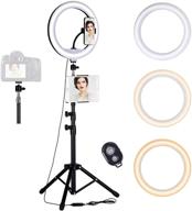 enhance your photography and streaming with 12'' dimmable led ring light, tripod stand, phone & ipad holder - perfect for youtube, tiktok, and more! compatible with ipad/iphone/android logo