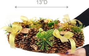 img 1 attached to 🎄 Golden Pinecone Christmas Wreath Candle Holder - Festive Winter Home Decorations (13” Diameter)