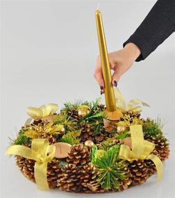 img 3 attached to 🎄 Golden Pinecone Christmas Wreath Candle Holder - Festive Winter Home Decorations (13” Diameter)