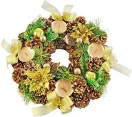 🎄 golden pinecone christmas wreath candle holder - festive winter home decorations (13” diameter) logo