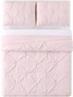 🛏️ cozy and chic: truly soft everyday pleated comforter set in blush, full/queen size - 1500 count logo