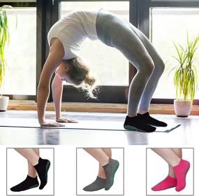 img 2 attached to 🧦 Women's Non-Slip Grip Socks for Pilates, Yoga, Barre, Ballet, Dance, Barefoot Workouts - Anti-Skid for Enhanced Performance