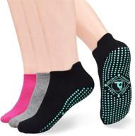 🧦 women's non-slip grip socks for pilates, yoga, barre, ballet, dance, barefoot workouts - anti-skid for enhanced performance logo