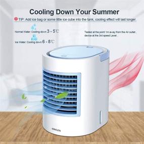 img 3 attached to 💨 ENKLEN Portable Air Conditioner: Mini & Quiet USB Desk Cooler with 7 Colors Night Light, Fast Cooling for Home Office, Outdoors, Travel (Blue)
