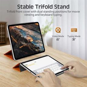 img 2 attached to 📱 KingBlanc iPad Pro 11 Case 2021/2020/2018 (3rd/2nd/1st Gen), Enhanced Magnetic Closure & Pencil2 Charging, Auto Sleep/Wake, High-Quality PU Leather Trifold Magnetic Smart Cover for 11-inch iPad Pro, Brown