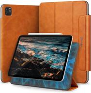 📱 kingblanc ipad pro 11 case 2021/2020/2018 (3rd/2nd/1st gen), enhanced magnetic closure & pencil2 charging, auto sleep/wake, high-quality pu leather trifold magnetic smart cover for 11-inch ipad pro, brown logo