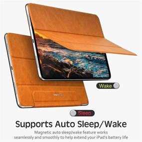 img 1 attached to 📱 KingBlanc iPad Pro 11 Case 2021/2020/2018 (3rd/2nd/1st Gen), Enhanced Magnetic Closure & Pencil2 Charging, Auto Sleep/Wake, High-Quality PU Leather Trifold Magnetic Smart Cover for 11-inch iPad Pro, Brown