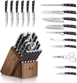 img 3 attached to Cangshan TS 1020885 Swedish Sandvik 14C28N Steel 17-Piece Knife Block Set with Walnut Handle