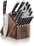 cangshan ts 1020885 swedish sandvik 14c28n steel 17-piece knife block set with walnut handle logo