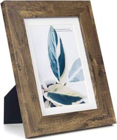 img 3 attached to 📸 Rustic Wooden Picture Frame with Mat – Wall/Tabletop Mount, Yellow and Brown, 5x7 inches – Pack of 3