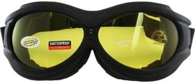 img 1 attached to 🦅 Birdz Eyewear Buzzard Motorcycle Goggle - Yellow Lens for Glasses Wearers