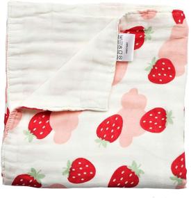 img 4 attached to BambooCart Comforter Toddler Swaddle Strawberry