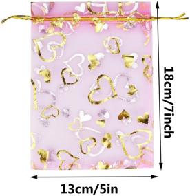 img 3 attached to 100PCS Heart Printed Organza Bags: Perfect Gift Packaging for Wedding, Valentine's Day, Mother's Day, Christmas & Party Favors - 5x7 Inch Size