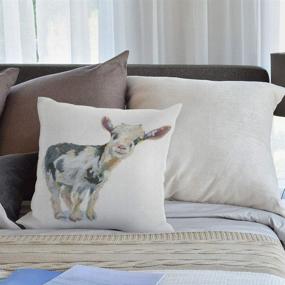 img 1 attached to 🐮 HGOD DESIGNS Baby's Smiley Cow Watercolor Throw Pillow: Adorable 18 X 18 Inches Cotton Linen Farm Animal Pillowcase