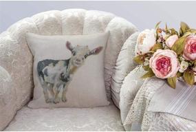 img 3 attached to 🐮 HGOD DESIGNS Baby's Smiley Cow Watercolor Throw Pillow: Adorable 18 X 18 Inches Cotton Linen Farm Animal Pillowcase