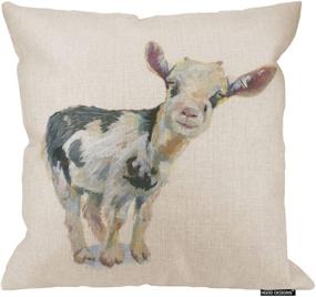 img 4 attached to 🐮 HGOD DESIGNS Baby's Smiley Cow Watercolor Throw Pillow: Adorable 18 X 18 Inches Cotton Linen Farm Animal Pillowcase