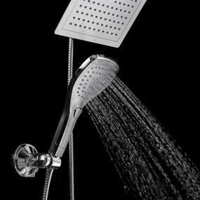 img 1 attached to 💦 DreamSpa Ultra-Luxury 9" Rainfall Shower Head/Handheld Combo with Push-Button Flow Control – Premium Chrome for Convenient One-Handed Operation and Switching Flow Settings