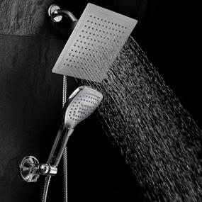 img 2 attached to 💦 DreamSpa Ultra-Luxury 9" Rainfall Shower Head/Handheld Combo with Push-Button Flow Control – Premium Chrome for Convenient One-Handed Operation and Switching Flow Settings