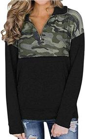 img 4 attached to 🔳 AlvaQ Women's Casual Color Block Quarter Zip Pullover Sweatshirt with Pockets - Long Sleeve Tunic Tops (Sizes S-XXL)