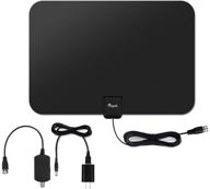 derlson 50 miles range indoor tv antenna: boosted reception with usb power and 16ft coaxial cable, full hd 1080p support, black logo