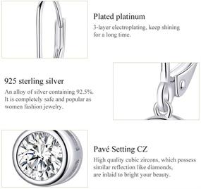 img 2 attached to 💎 Dangle Drop CZ Diamond Sterling Silver Hoop Earrings for Women Girls Elegant Clear Crystal Studs - Leverback Huggied Hoops Earring - Cute Jewelry Gifts